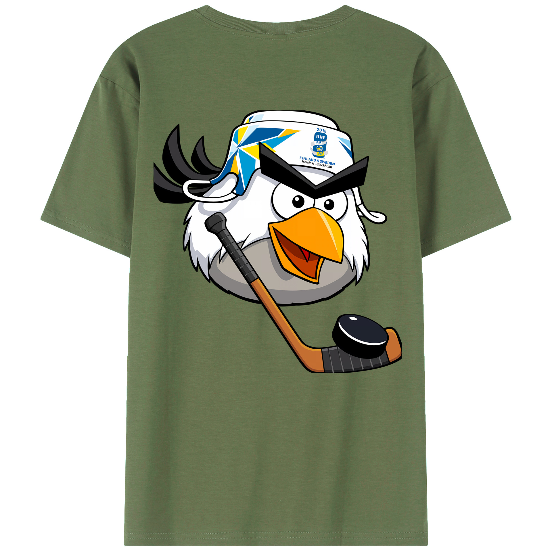 （画像用） Angry Birds アングリーバード 綿100％ メンズ半袖Tシャツ（バックプリント） 通気性